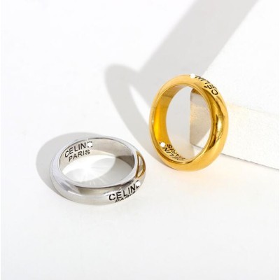 Vegetarian ring for women and men cold wind hollow letter ring Europe and the United States all plated 18K gold couple ring