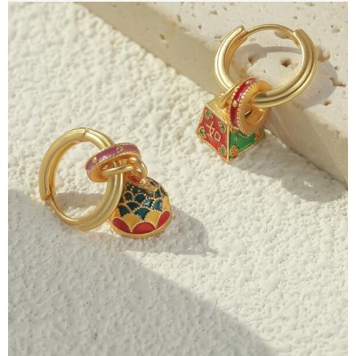 Satisfactory New Chinese style Earrings Dripped with Oil, Koi Chinese Style Earrings, Small and High end, Versatile Chinese Style Earrings for Women