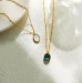 Copper plated Real gold Vintage Grandmother Green geometric pendant necklace Personality irregular shell choker collarbone chain