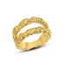 European and American hammered tinfoil textured double ring Titanium steel 18k gold index finger ring  ins wind tail ring