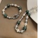 Pearl necklace niche splicing design and bracelet French retro light luxury clavicle chain women