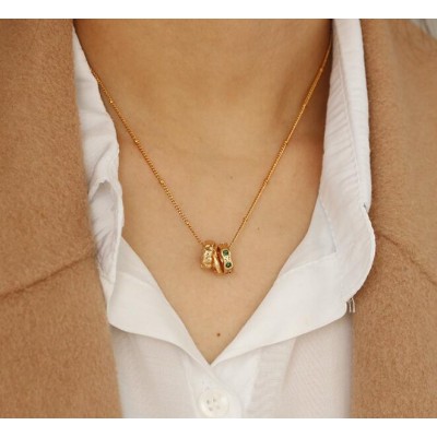 European and American emerald zircon necklace ins simple temperament fashion retro pendant collar collar chain Sweater chain girl