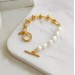 Temperament knotted chain bracelet Personality Creative stitching design Pearl bracelet retro chic hand jewelry