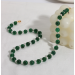 Green agate fresh water pearl necklace contrast color simple high sense light luxury national style beaded necklace