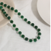 Green agate fresh water pearl necklace contrast color simple high sense light luxury national style beaded necklace