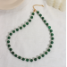 Green agate fresh water pearl necklace contrast color simple high sense light luxury national style beaded necklace