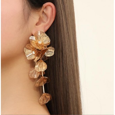 Waterfall crow's feet rose fluttering spring exaggerated wedding festival beautiful earrings