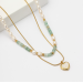 Double layer wear fresh  water pearl necklace and  advanced sense glaze love collarbone chain French beaded necklace female