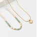 Double layer wear fresh  water pearl necklace and  advanced sense glaze love collarbone chain French beaded necklace female