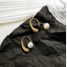 Gold plated Korean personality design sense pearl earrings temperament elegant simple geometric lady short earrings