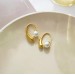 Gold plated Korean personality design sense pearl earrings temperament elegant simple geometric lady short earrings