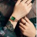 Retro small square plate watch female simple temperament student Korean version ins small green watch waterproof women's watch