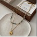 ins Style Love pendant necklace double layer wear design female fresh high-grade natural stone clavicle chain