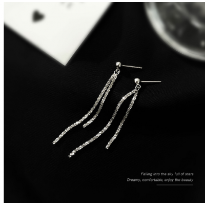 Tiki Wave Sparkling Sky Star Tassel Earrings New Long Earrings Women's Style 925 Pure Silver Earrings Fashion