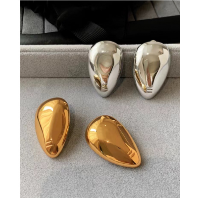 European and American style 18 gold-plated human face resembling metal large earrings INS style mirror polished personality exaggerated fashionable ear accessories