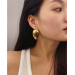 European and American style 18 gold-plated human face resembling metal large earrings INS style mirror polished personality exaggerated fashionable ear accessories