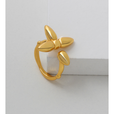 rings for women with a sense of niche design, simple opening, brass gold-plated four petal flower couple rings, cross-border bestsellers