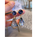 Multi design ocean blue purple gemstone earrings with geometric 18K gold-plated edging for a high-end retro feel