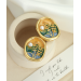 Sunset sesame flower earrings Gradual oil painting enamel earrings Versatile high-level 925 silver needle new Chinese earrings