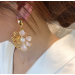 Premium Pink Enamel Glazed Flower Earrings 18K Gold Plated Retro Small Fragrant Wind Earrings