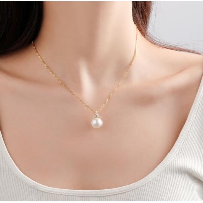 Crown pearl necklace Spring and summer light luxury simple fashion necklace women all high-grade exquisite sense of zircon clavicle chain