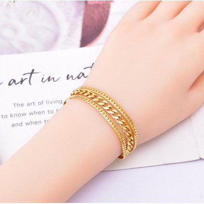 Wide bracelet Flat snake naked chain triple layer titanium steel bracelet for girls gift