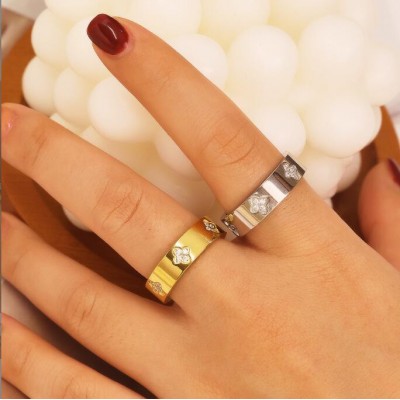 INS style Simple all-in-one ring plated 18k gold diamond ring gold vintage love ring jewelry