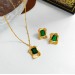 Copper plated real gold European and American grandmother green zircon earrings and necklace 