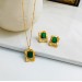 Copper plated real gold European and American grandmother green zircon earrings and necklace 