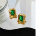 Copper plated real gold European and American grandmother green zircon earrings and necklace 