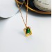 Copper plated real gold European and American grandmother green zircon earrings and necklace 